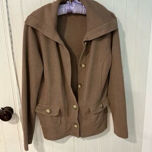 Karen Scott Brown Blazer with Wide Lapel